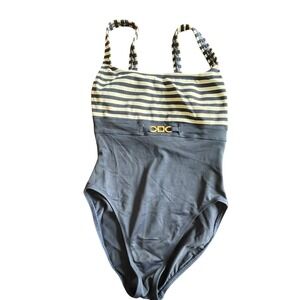Anne Cole Navy‎ Blue Striped One Piece Swimsuit Nautical Old Money Size 8